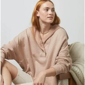 Lunya Restore Double Faced Pullover Otium Tan Heather Womens XS/Small